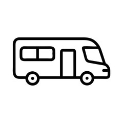Outline Icon of a Campervan in Side View  