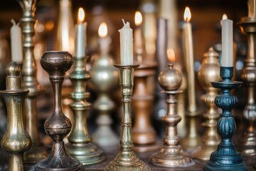 A collection of candles placed on a table