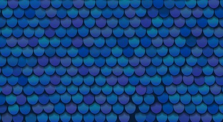 Blue Fish Scale Pattern Background Design with Overlapping Circles