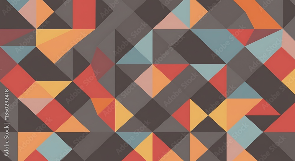 Poster abstract geometric pattern with colorful triangles and squares background