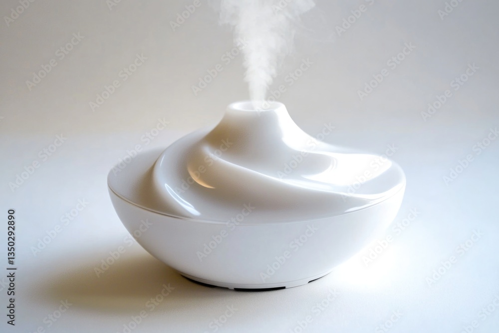 Poster a close-up shot of a white object emitting steam, ideal for use in scientific or technical contexts