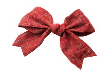 Luxurious red ribbon with a tied bow isolated on transparent background