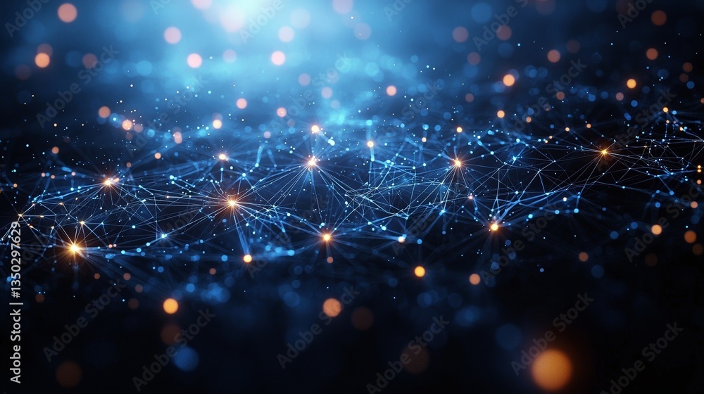 Poster a virtual realm of interconnected data and information flows, forming a complex web of knowledge wit