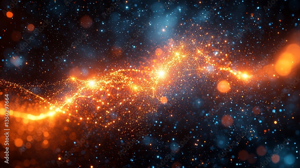 Poster the concept of science and technology is represented by a complex, interconnected web of knowledge, 