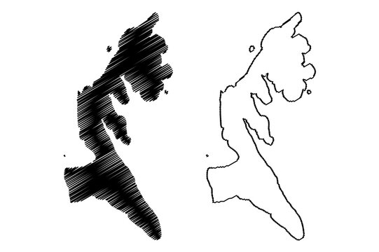 Unije island (Republic of Croatia, Adriatic Sea) map vector illustration, scribble sketch Unije map