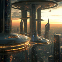 Futuristic city architecture 
