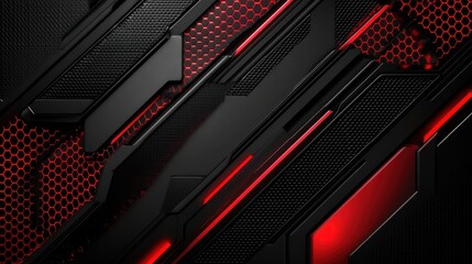Abstract Metallic Red & Black Tech Frame Background