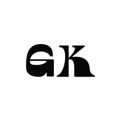 GK monogram logo design letter text name symbol monochrome logotype alphabet character simple logo