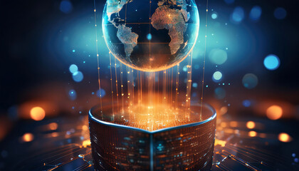 global internet security concept with binary code