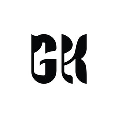 GK monogram logo design letter text name symbol monochrome logotype alphabet character simple logo