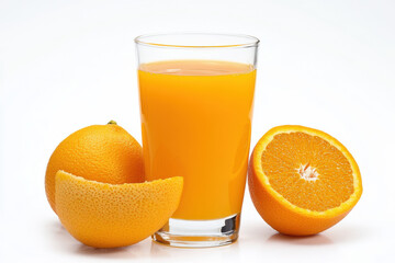 Glass of Fresh Orange Juice on a White Background