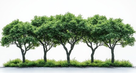 Green trees create images for landscape clipart on transparent backgrounds 3d render png