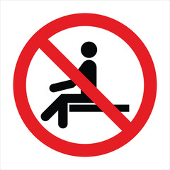 Prohibition symbol forbidding sitting, ideal for indicating restricted areas or conveying a no-sitting policy