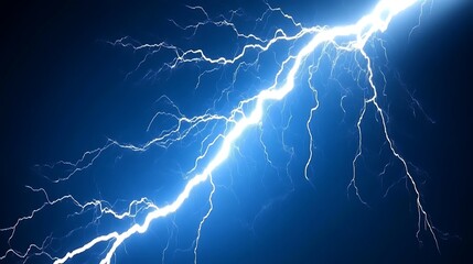 Bright blue lightning bolt on dark background.