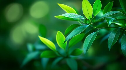 Lush green leaves in sunlight