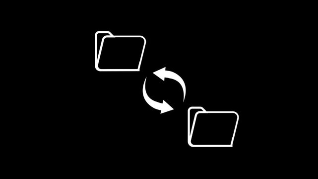 File copying and pasting upload and download concept. File transfer computer folder to folder animation Alpha Channel.
