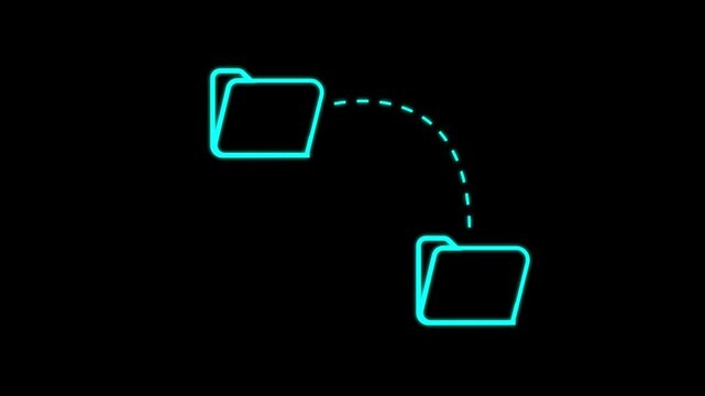 Modern flat icon with file transfer on white background. Motion graphics.