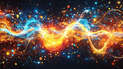 Obraz premium Abstract energy wave with glowing particles.