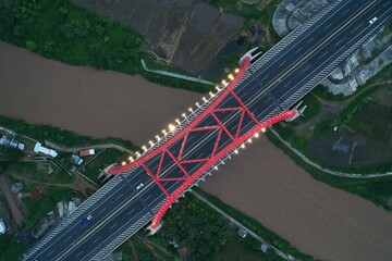 Aerial view of Kalikuto Kendal Semarang Toll Bridge.
Toll road pedestrian bridge