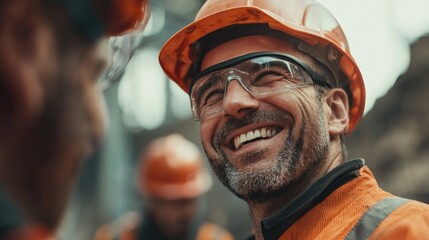 Fototapeta premium Happy Construction Worker Smiling
