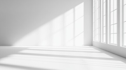 Fototapeta premium Sunlight streams into empty white room