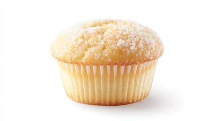 Sugar-dusted muffin, isolated, white background, bakery product, food photography