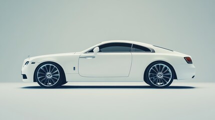 White Coupe Studio Shot, Luxury Car
