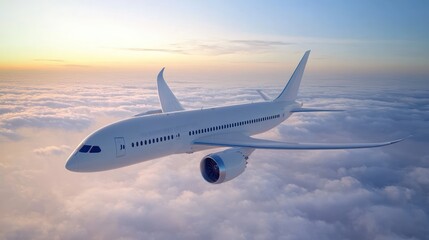 Obraz premium Airplane Sunset Flight Cloudscape Travel (1)