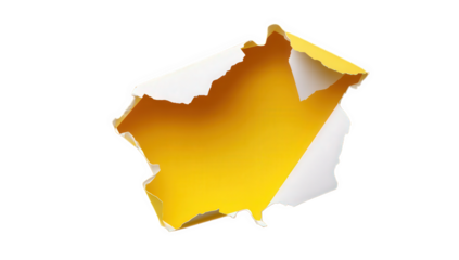 a piece of white paper is torn away revealing a vibrant yellow background underneath. contrast and texture ideal for creative projects or visual communication