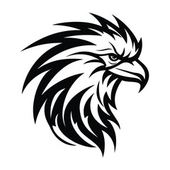 Obraz premium A powerful and majestic silhouette of a griffin head, featuring sharp beak, fierce eyes, and noble details. Perfect for fantasy-themed designs, gaming logos, heraldic emblems, and mythical artwork.