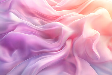 Obraz premium A mesmerizing, high-resolution 3D render of ethereal swirling fabric, gracefully flowing in delicate pastel pink and lavender hues.