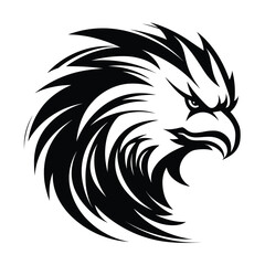 A powerful and majestic silhouette of a griffin head, featuring sharp beak, fierce eyes, and noble details. Perfect for fantasy-themed designs, gaming logos, heraldic emblems, and mythical artwork.