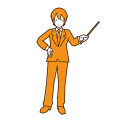 指示棒を持ったビジネスマン