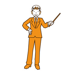 指示棒を持ったビジネスAIロボット