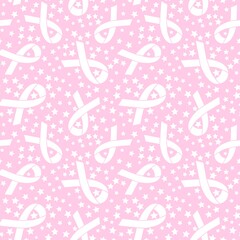 Breast cancer month seamless pink ribbon day mammogram pattern for medical accessories and medicine textiles