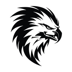 A powerful and majestic silhouette of a griffin head, featuring sharp beak, fierce eyes, and noble details. Perfect for fantasy-themed designs, gaming logos, heraldic emblems, and mythical artwork.