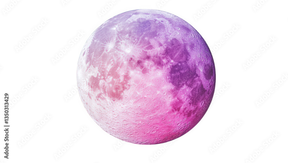 Aufkleber stylized moon with a gradient of pink and purple hues creating a dreamy and artistic representation 