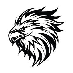 A powerful and majestic silhouette of a griffin head, featuring sharp beak, fierce eyes, and noble details. Perfect for fantasy-themed designs, gaming logos, heraldic emblems, and mythical artwork.