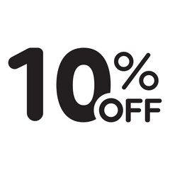 Single black 10% off price banner icon, simple ecommence shopping sale label flat design vector pictogram, infographic vector for app logo web button ui interface elements isolated on white background