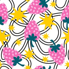Summer fruits seamless strawberries pattern for wrapping paper and fabrics and kids clothes print and fashion textiles