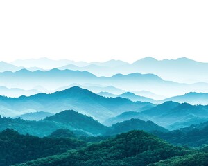 Fototapeta premium Misty Blue Mountain Range Landscape.