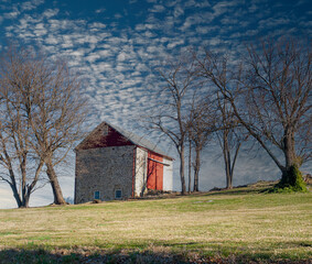 old red barn