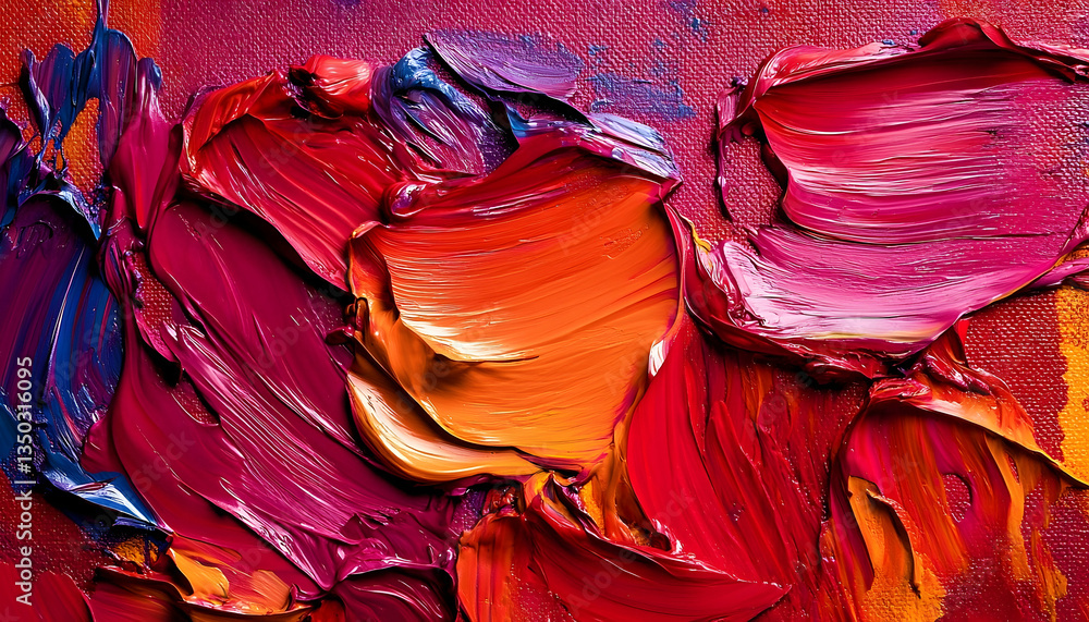 Poster textured abstract artwork with bold strokes and harmonious color combinations