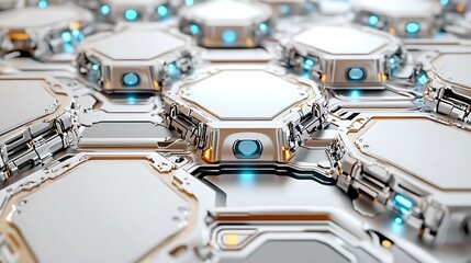 Fototapeta premium Futuristic Abstract Hexagonal Technology Background Sci Fi Metallic Circuit Board Design
