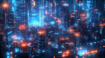 Obraz premium Futuristic city night lights abstract