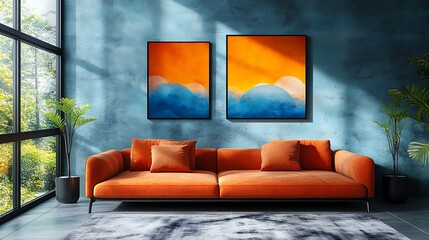 Contemporary home decor with colorful artwork high resolution hd picture