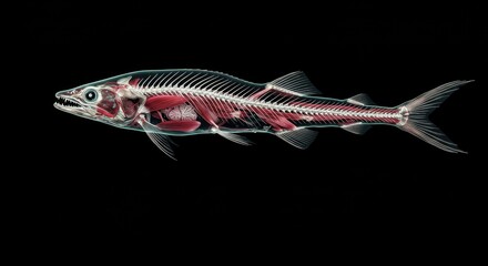 Fototapeta premium Intricate Anatomical Study of a Fish: A Detailed and Artistic Representation of Internal Structures