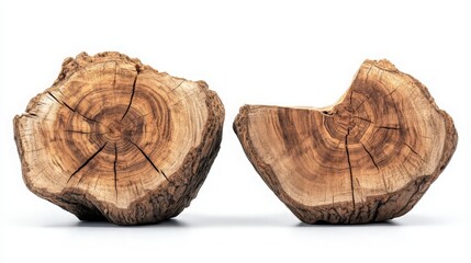 Natural Wooden Log Slices on White Background for Rustic Decor or Craft Projects