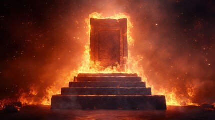 Fiery Doorway Throne, Inferno Background, Fantasy Game Design