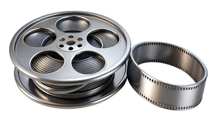 Naklejka premium 3D Realistic Film Reel with Metallic Shine